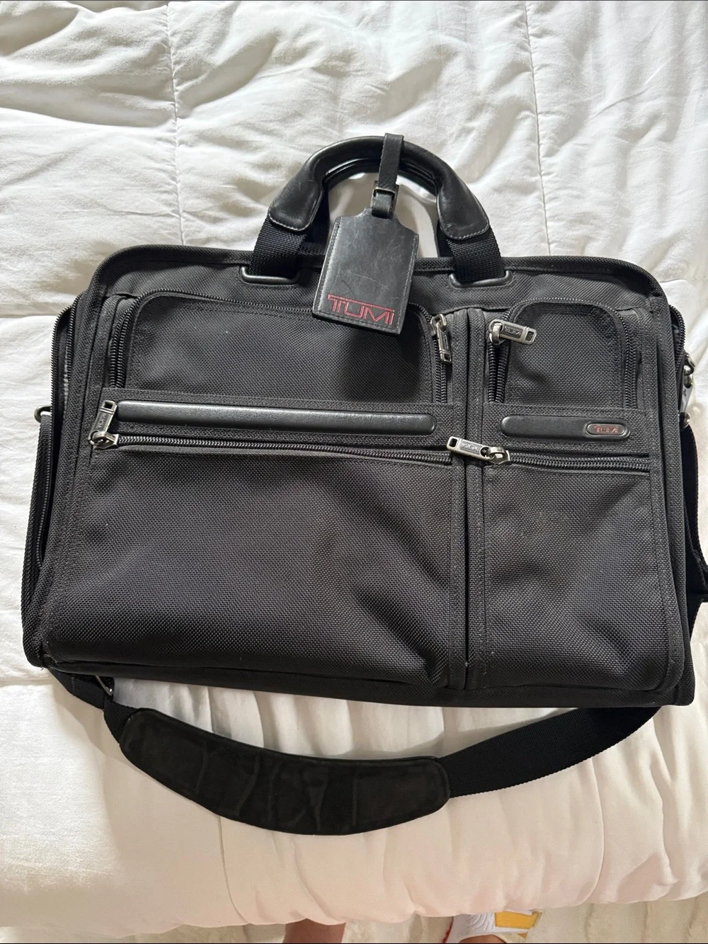 Tumi Black Men's Business Briefcase with Front Organizer Pockets